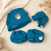 Teal Teddy Bear Print – Preemie / NICU Accessories Set – View 2