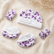 White Cute Flower Print – Preemie / NICU Accessories Set – View 3