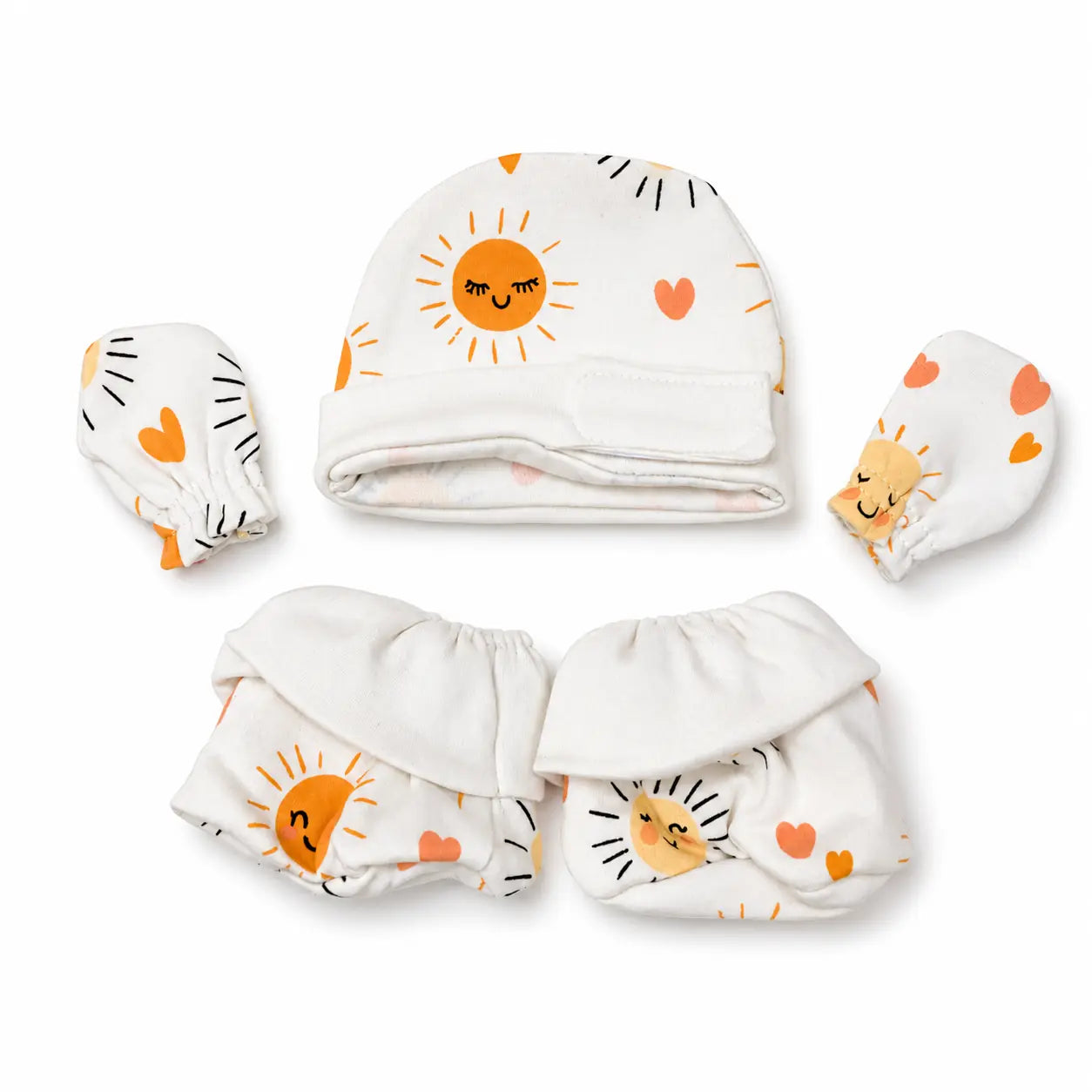 White Sun Print – Preemie / NICU Accessories Set – View 1