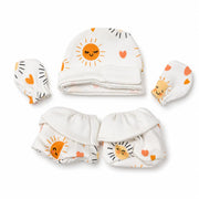 White Sun Print – Preemie / NICU Accessories Set – View 1