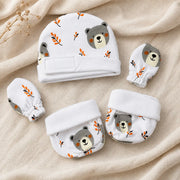 White Teddy Bear Print – Preemie / NICU Accessories Set – View 2