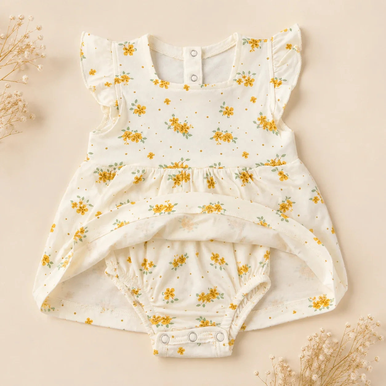 Mini Floral | ZB baby frock cotton bodysuit detail view