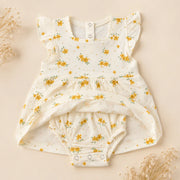 Mini Floral | ZB baby frock cotton bodysuit detail view