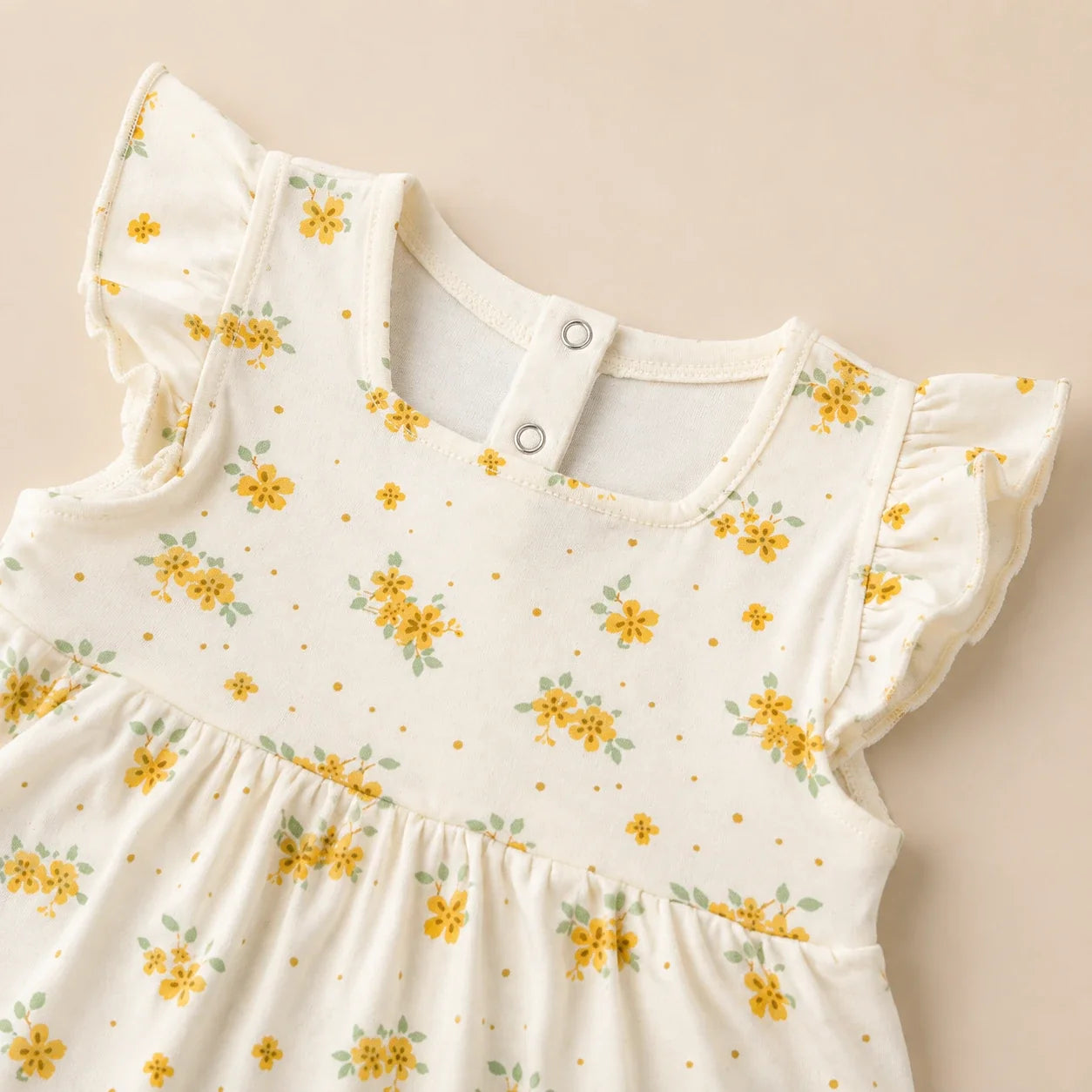 Mini Floral | ZB baby frock neckline and flutter sleeve detail
