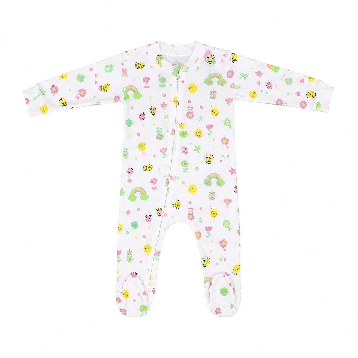 ZB Baby Romper Zipper Little Ladybug print front view on white background