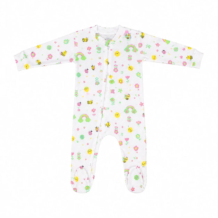 ZB Baby Romper Zipper Little Ladybug print front view on white background