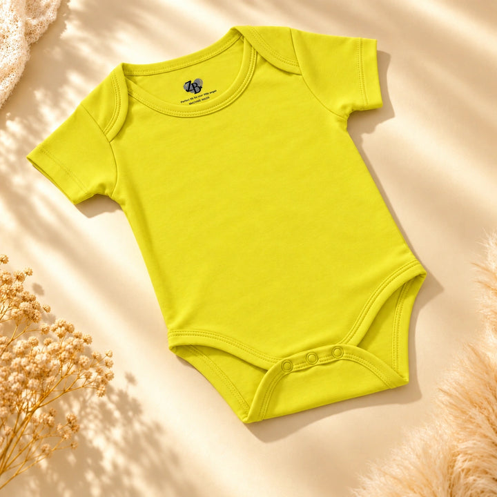 Lemon | ZB Baby Basic Bodysuit – angled full luxury gold