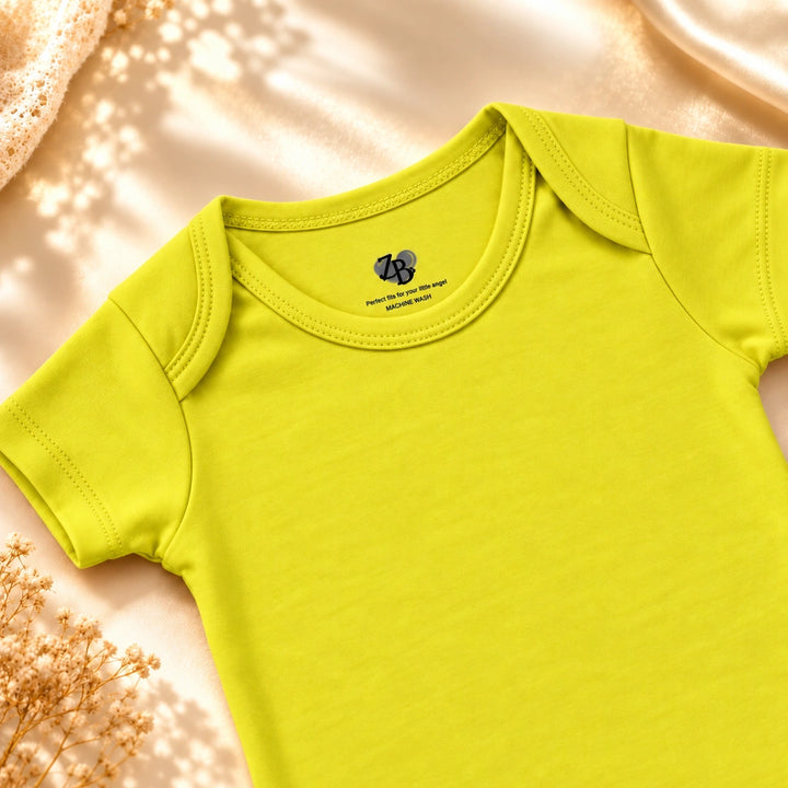 Lemon | ZB Baby Basic Bodysuit – envelope neckline detail angle luxury gold