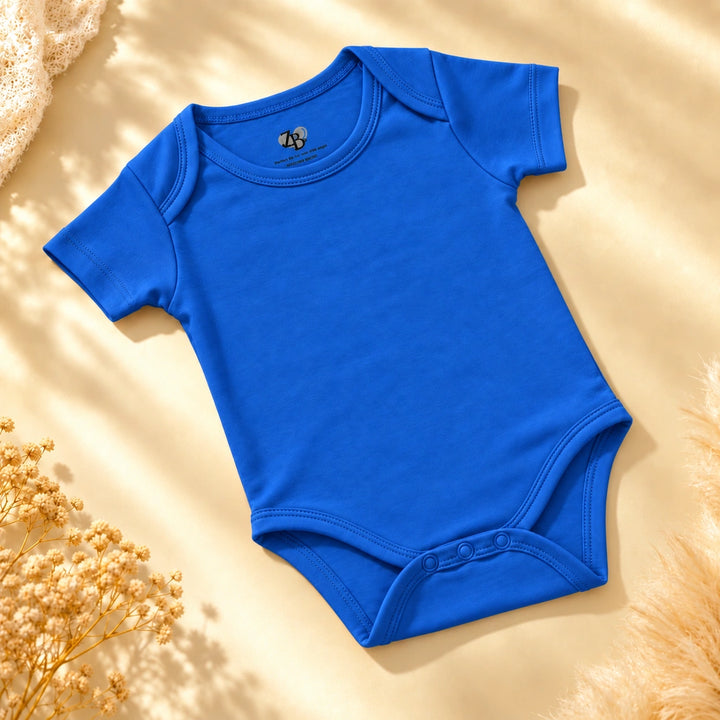 Royal Blue | ZB Baby Basic Bodysuit – angled full luxury gold