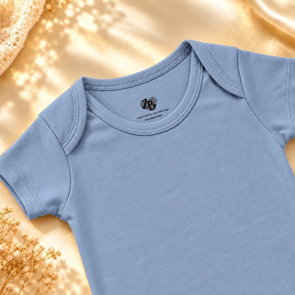 Summer Song | ZB Baby Basic Bodysuit – envelope neckline detail angle luxury gold