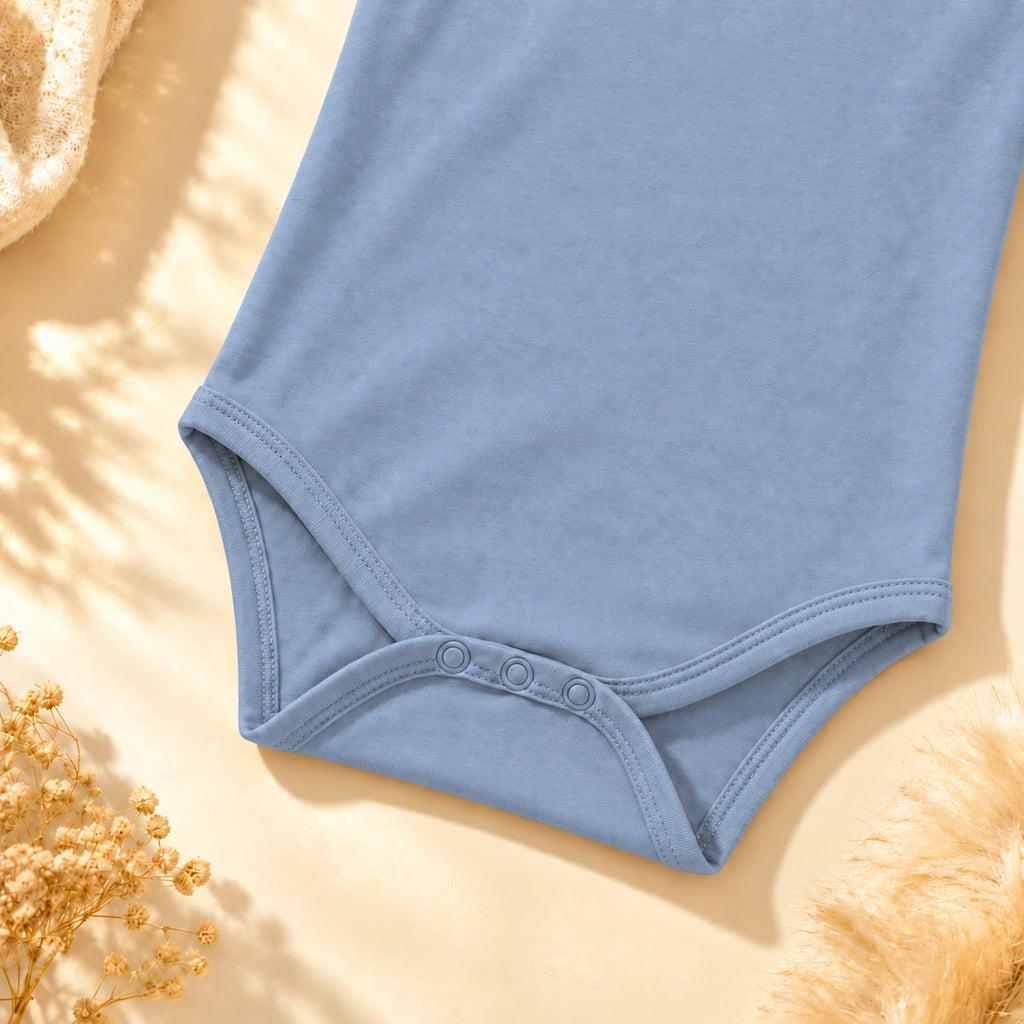 Summer Song | ZB Baby Basic Bodysuit – three snaps detail angle luxury gold