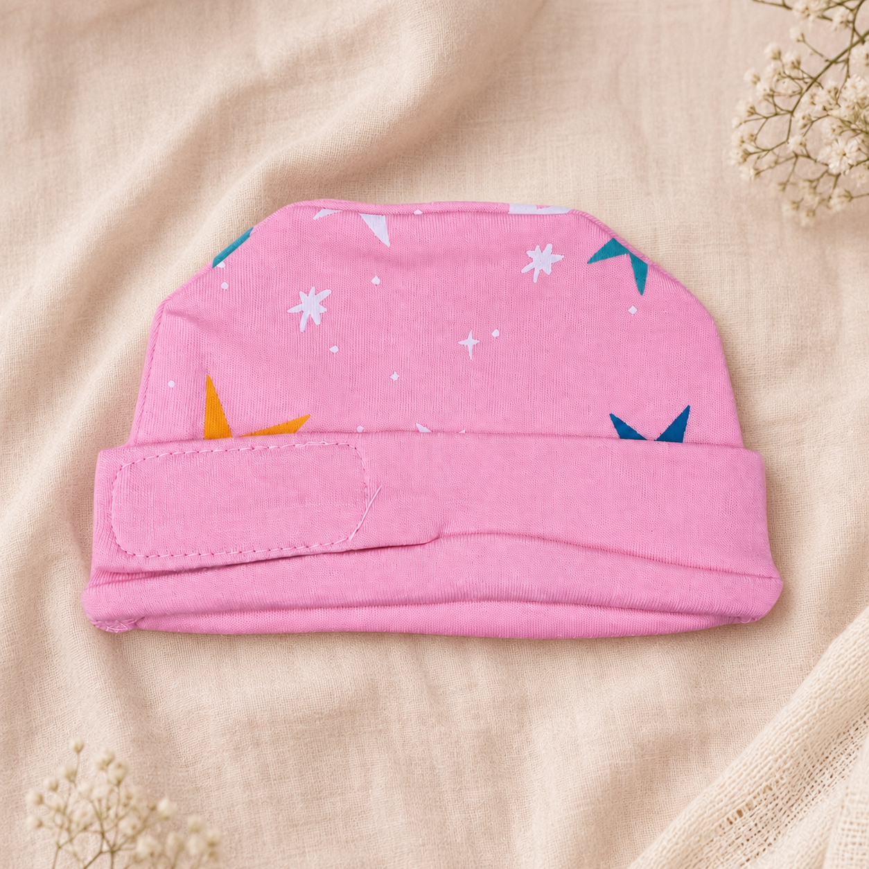 Pink Star Print – Preemie / NICU Cap – Updated Accessories View 3