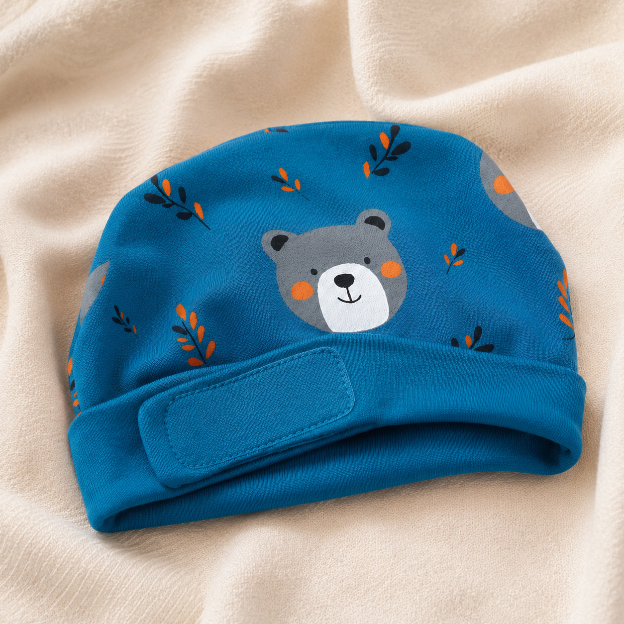 Teal Teddy Bear Print – Preemie / NICU Cap – Updated Accessories View 2