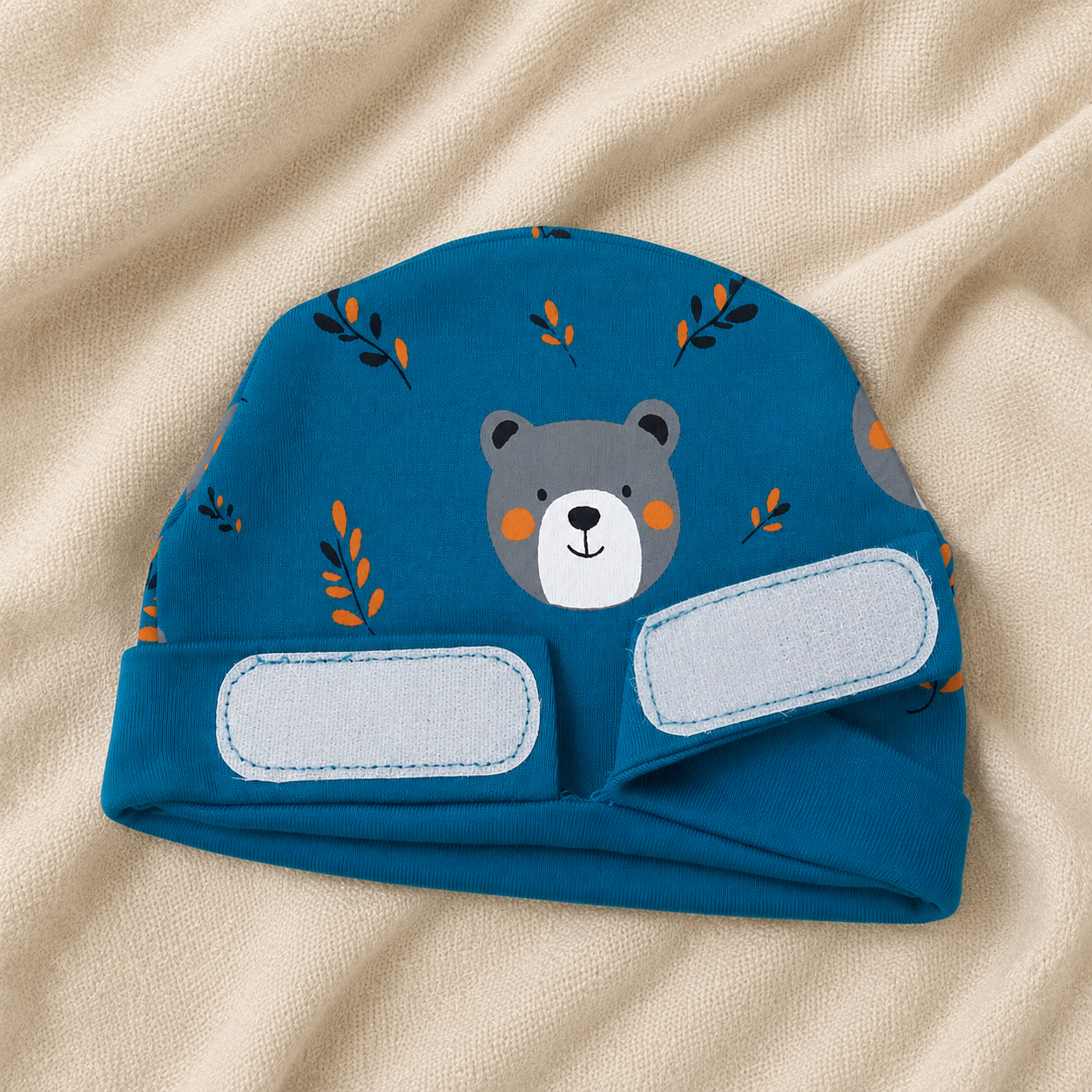 Teal Teddy Bear Print – Preemie / NICU Cap – Updated Accessories View 3