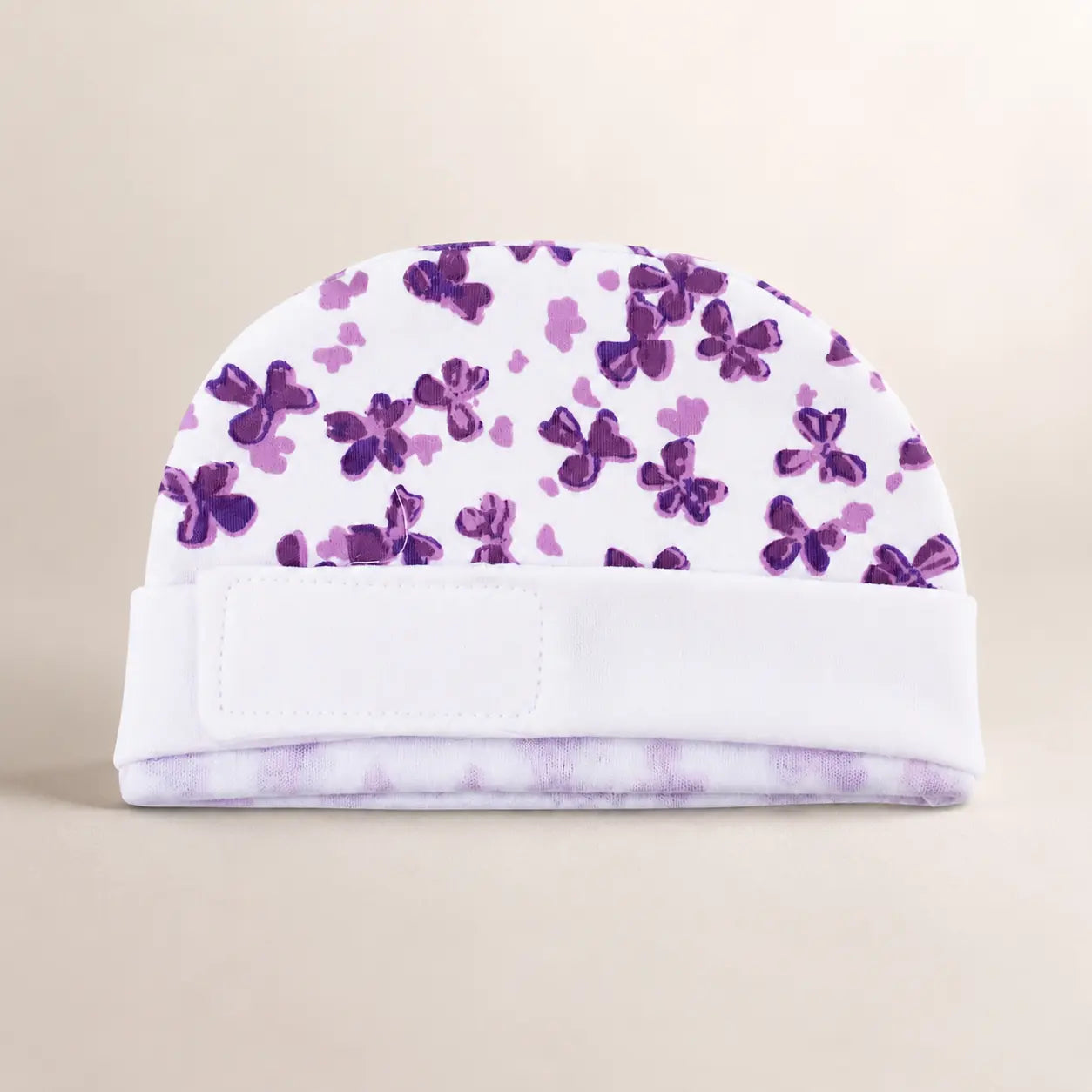 White Cute Flower Print – Preemie / NICU Cap – View 2