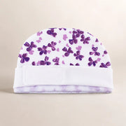 White Cute Flower Print – Preemie / NICU Cap – View 2