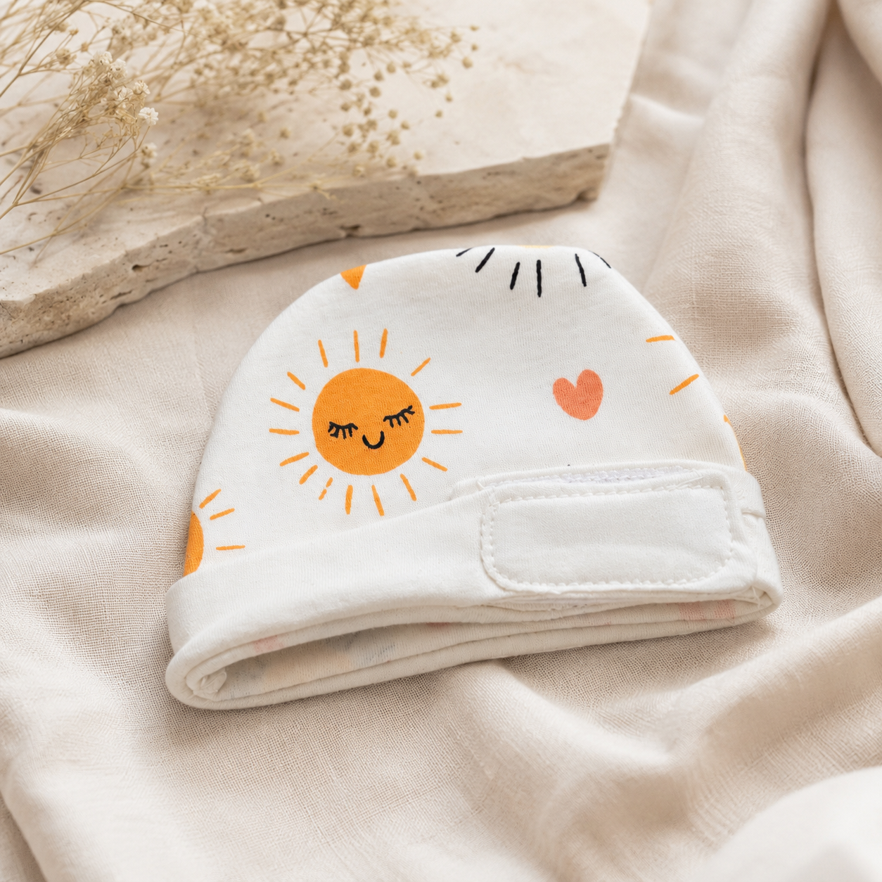 White Sun Print – Preemie / NICU Cap – Updated Accessories View 5