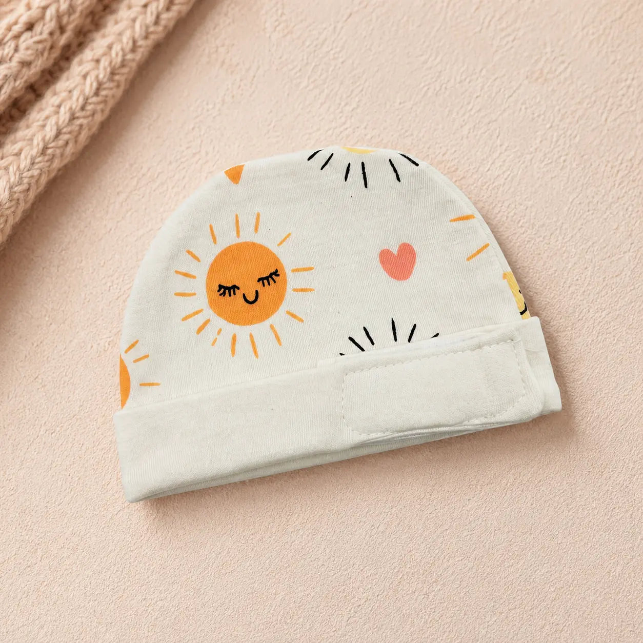 White Sun Print – Preemie / NICU Cap – View 4