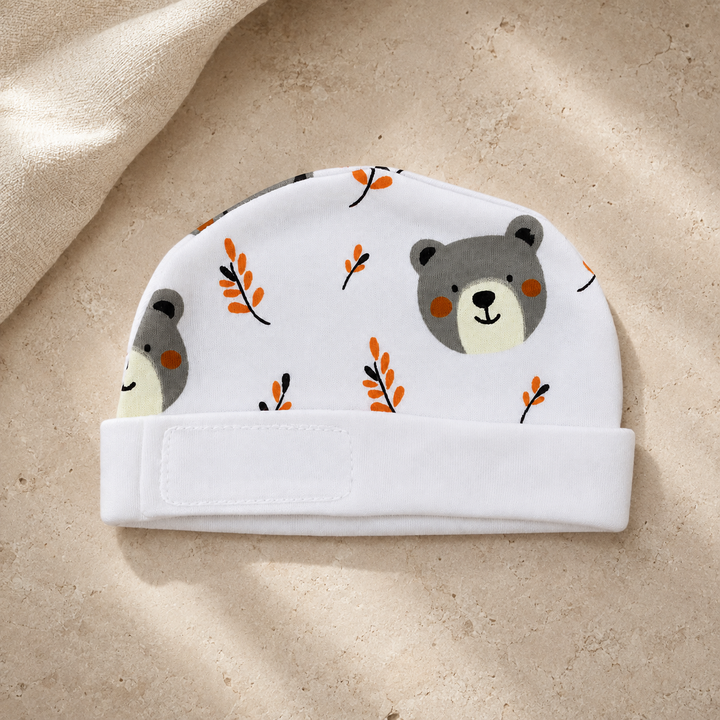 White Teddy Bear Print – Preemie / NICU Cap – Updated Accessories View 2