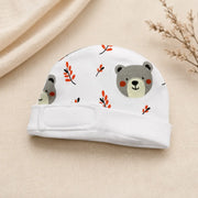 White Teddy Bear Print – Preemie / NICU Cap – View 2