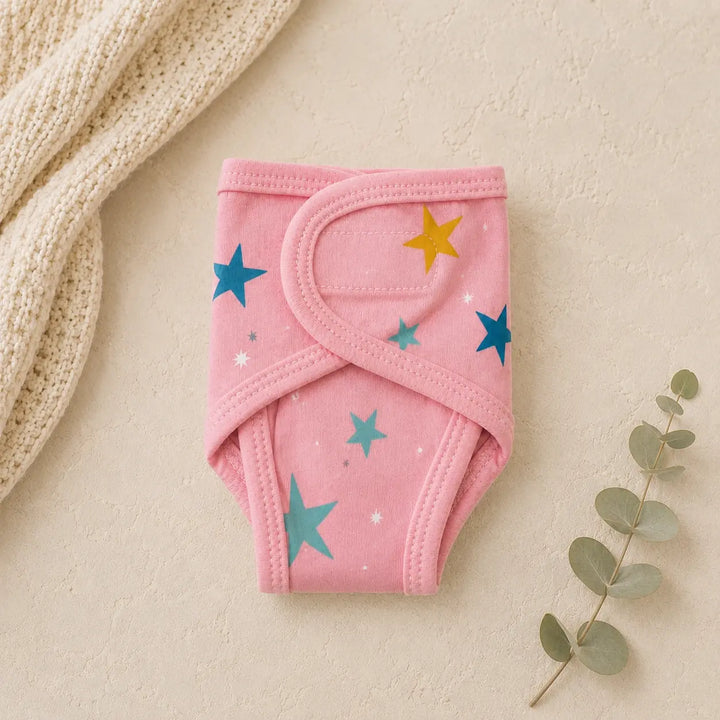 Pink Star Print – Preemie / NICU Diaper Cover – View 2