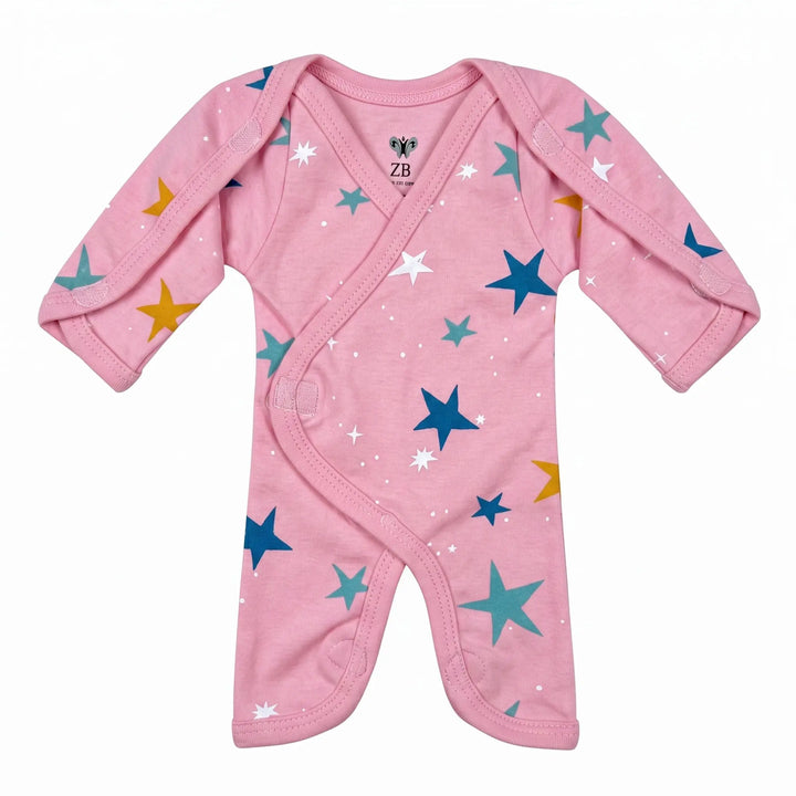 Pink Star Print – Preemie / NICU Full Body Suit – View 1
