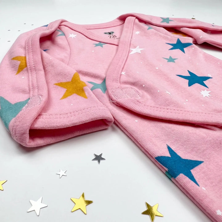 Pink Star Print – Preemie / NICU Full Body Suit – View 3