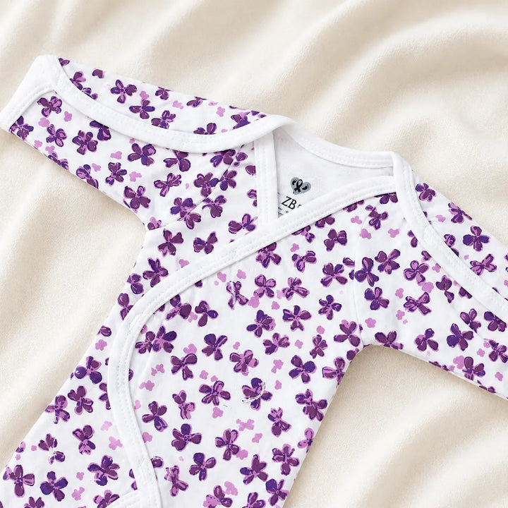 White Cute Flower Print – Preemie / NICU Full Body Suit – View 2