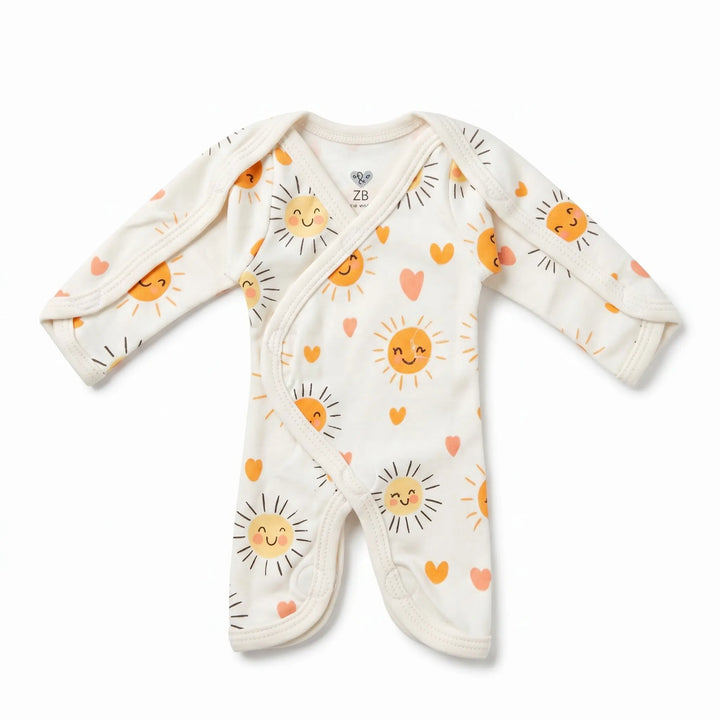 White Sun Print – Preemie / NICU Full Body Suit – View 1