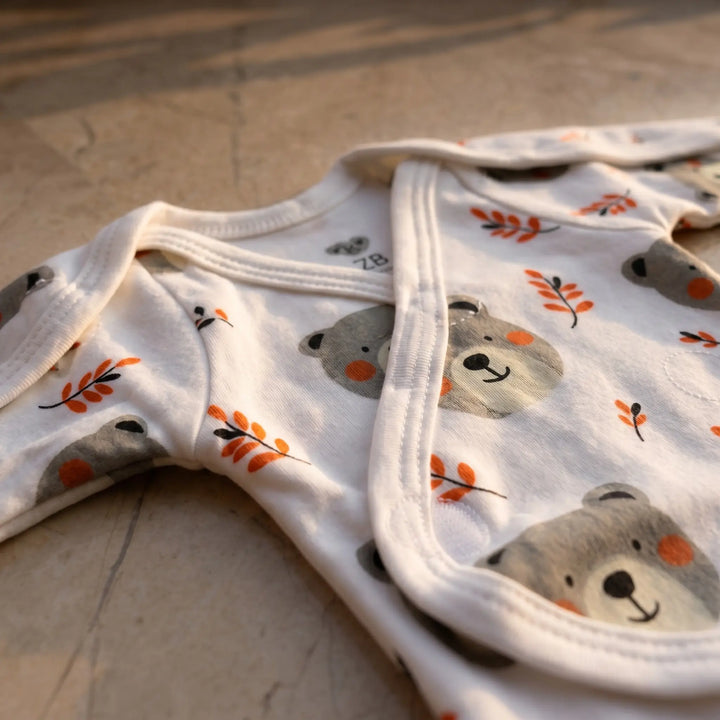 White Teddy Bear Print – Preemie / NICU Full Body Suit – View 4