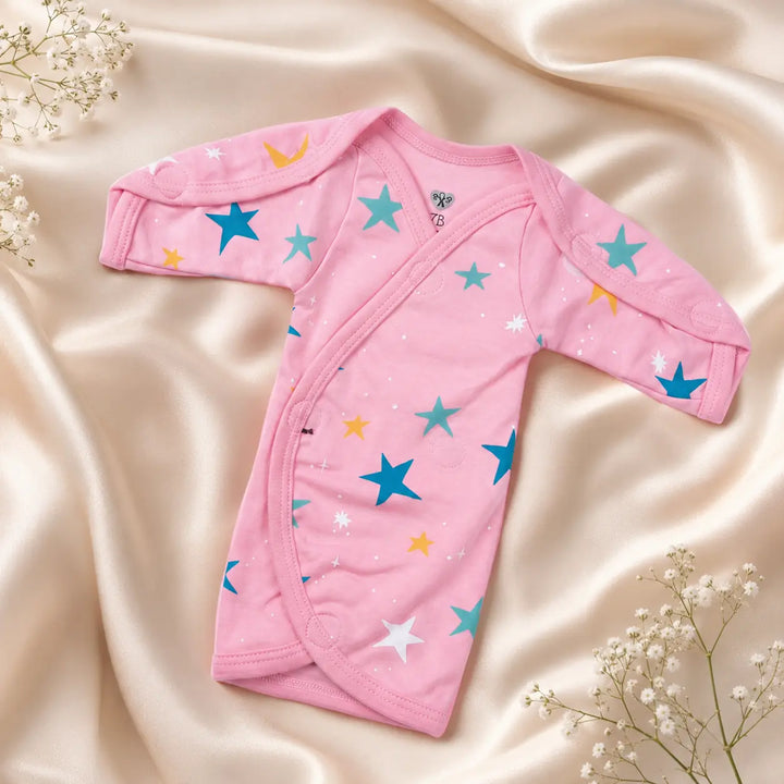 Pink Star Print – Preemie / NICU Full Sleeves Shirt – View 4