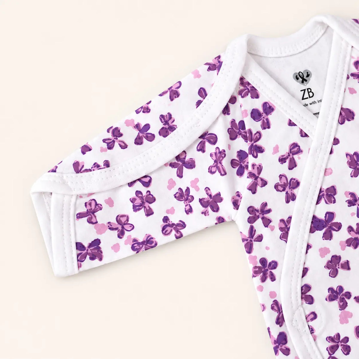 White Cute Flower Print – Preemie / NICU Full Sleeves Shirt – View 3