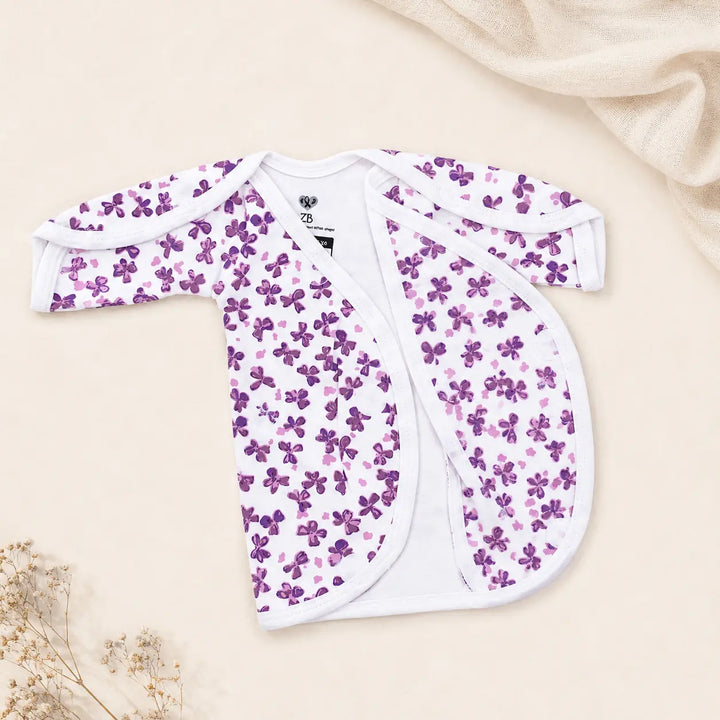 White Cute Flower Print – Preemie / NICU Full Sleeves Shirt – View 4