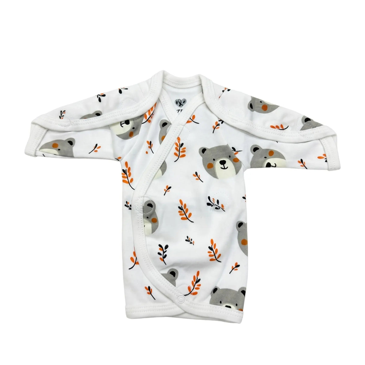 White Teddy Bear Print – Preemie / NICU Full Sleeves Shirt – View 1