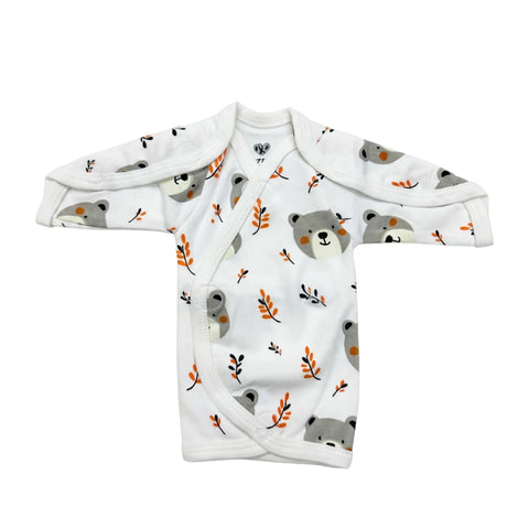 Preemie / NICU Full-Sleeve Shirt — White Teddy Bear Print