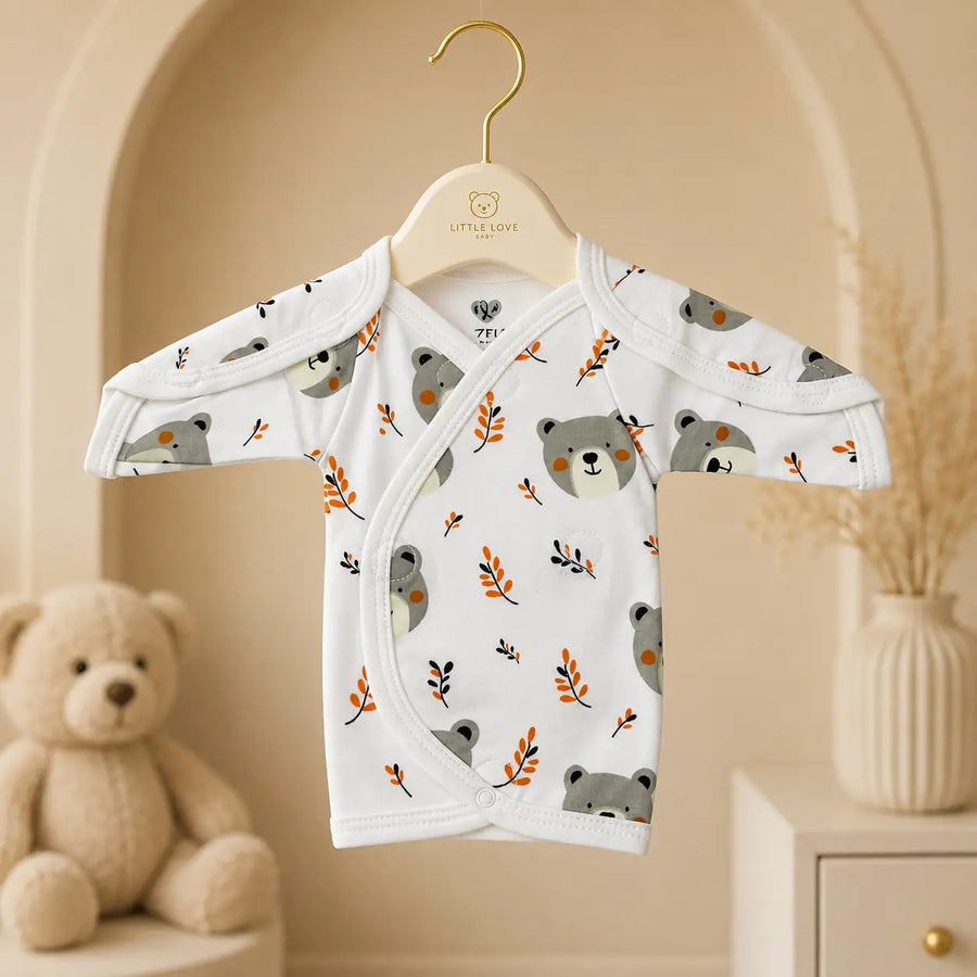White Teddy Bear Print – Preemie / NICU Full Sleeves Shirt – View 3