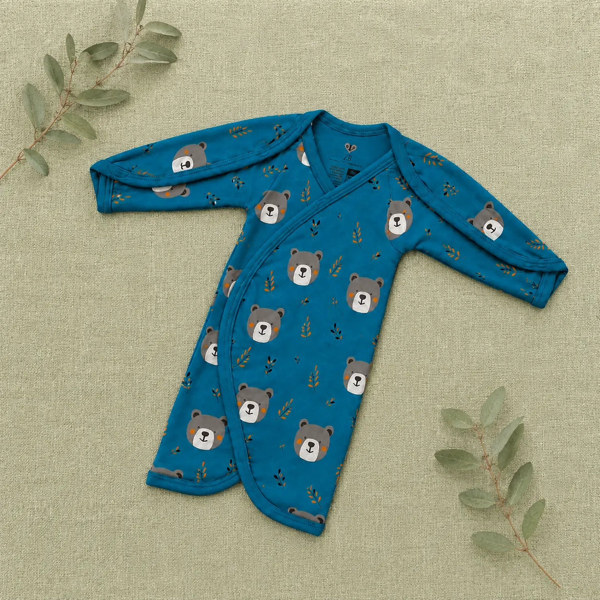 Teal Teddy Bear Print – Preemie / NICU Half Body Suit – View 2
