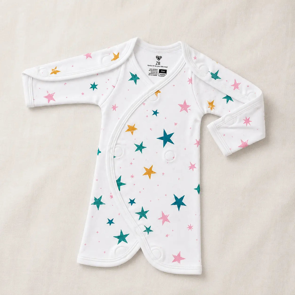 White Star Print – Preemie / NICU Half Body Suit – View 3