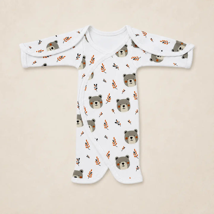 White Teddy Bear Print – Preemie / NICU Half Body Suit – View 2
