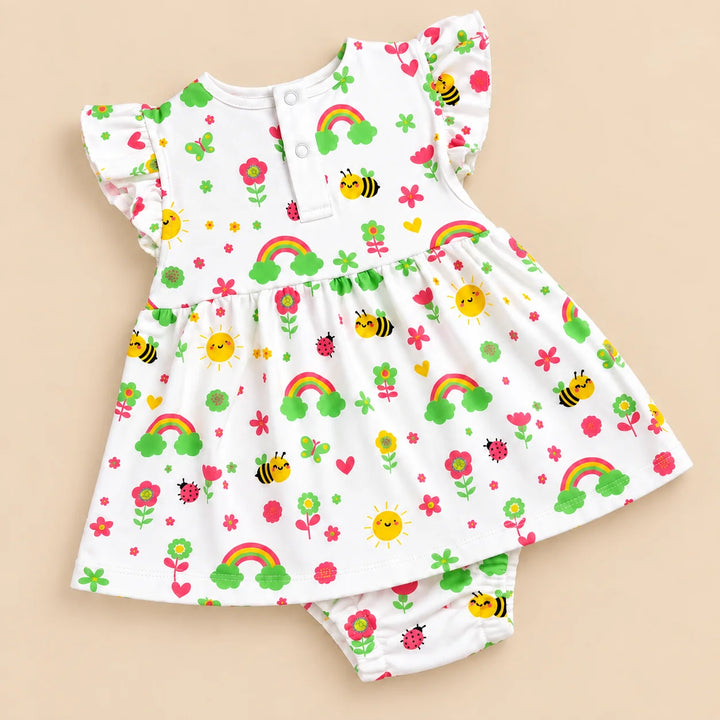 Happy Bee | ZB printed baby frock romper, alternate view 2