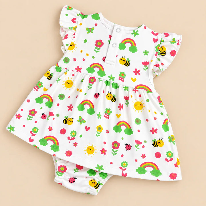 Happy Bee | ZB printed baby frock romper, alternate view 3