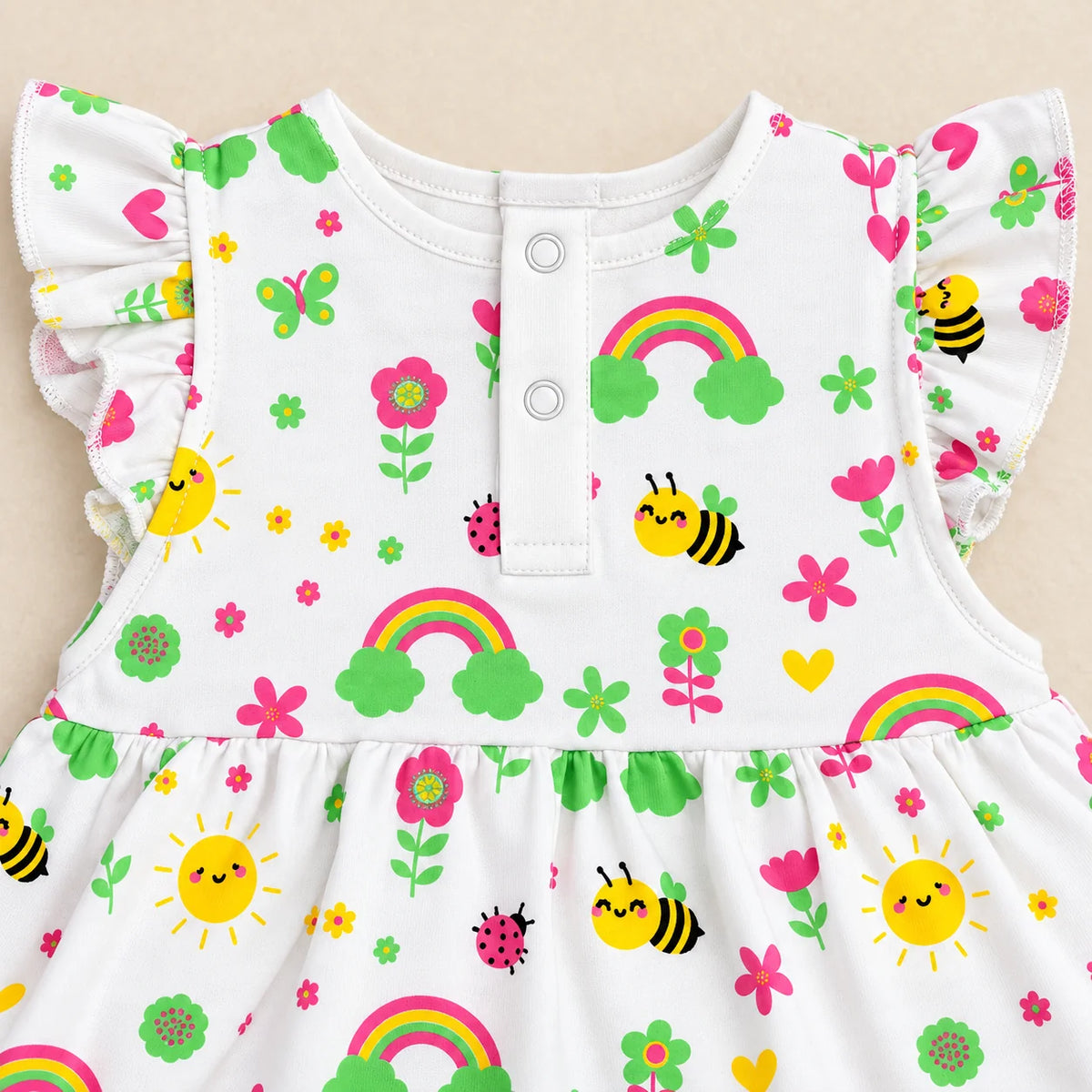 Happy Bee | ZB printed baby frock romper, alternate view 4