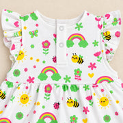 Happy Bee | ZB printed baby frock romper, alternate view 4