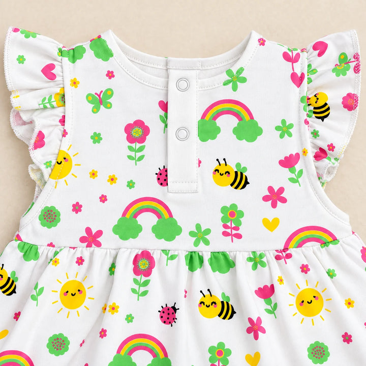 Happy Bee | ZB printed baby frock romper, alternate view 4