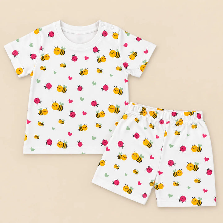 Ladybug and Bee | ZB ladybug and bee-print top and shorts baby set, alternate view 1