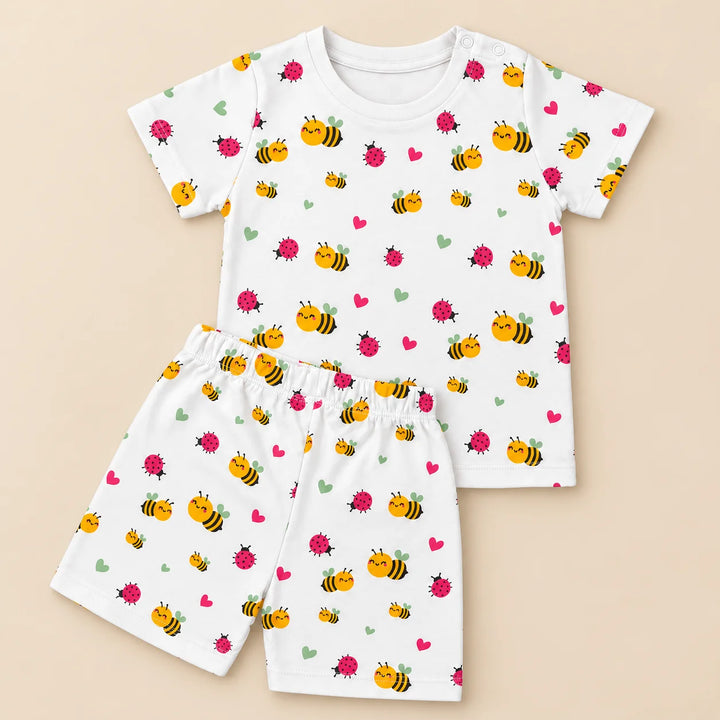 Ladybug and Bee | ZB ladybug and bee-print top and shorts baby set, alternate view 2