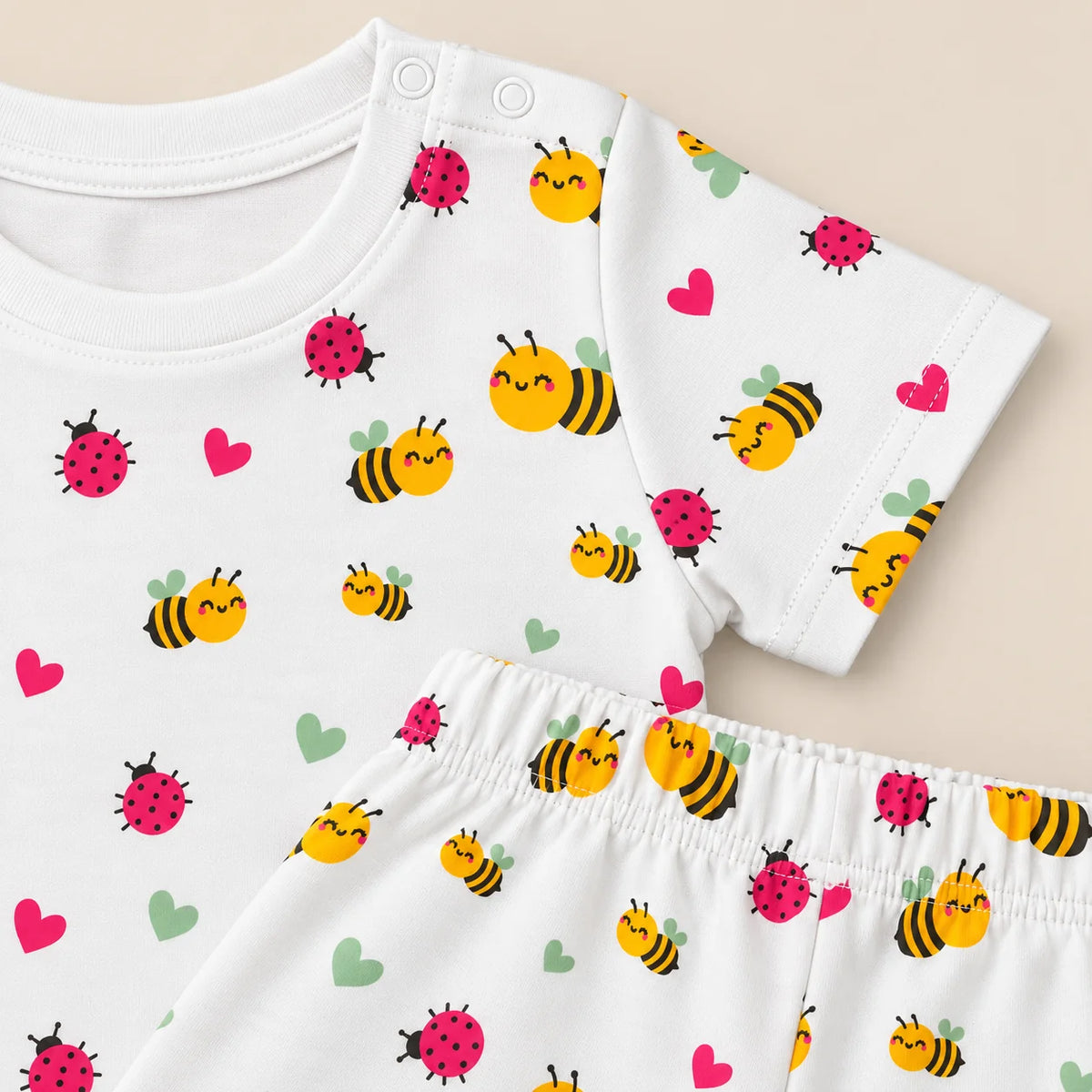 Ladybug and Bee | ZB ladybug and bee-print top and shorts baby set, alternate view 4