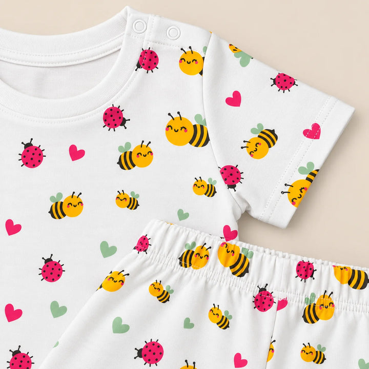 Ladybug and Bee | ZB ladybug and bee-print top and shorts baby set, alternate view 4