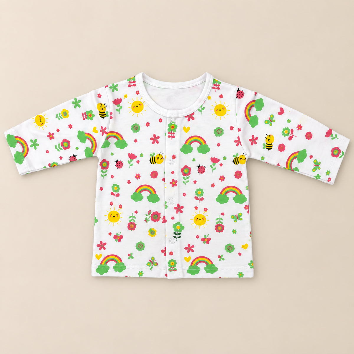 Little Bee | ZB printed long-sleeve top and pink trousers baby set, alternate view 3