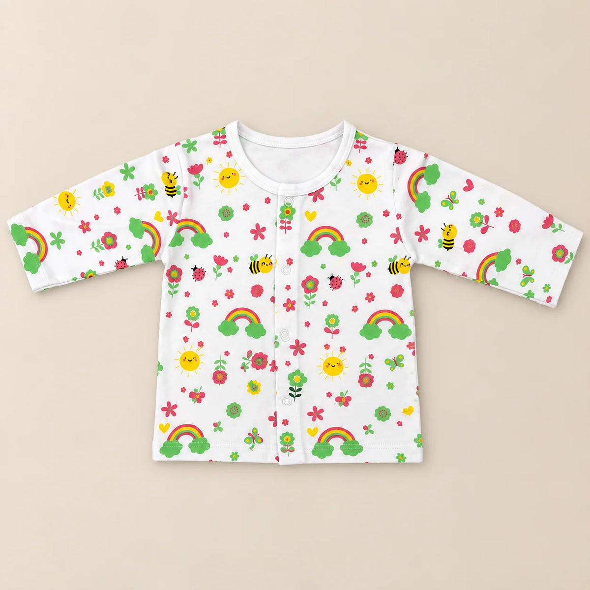Little Bee | ZB printed long-sleeve top and pink trousers baby set, alternate view 3